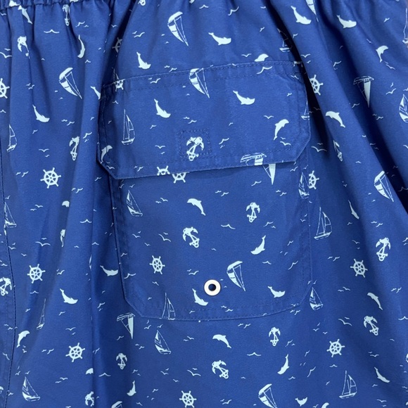 ST JOHN’S BAY ,Size 2XL,Blue Patterned Men's Swim Shorts - Picture 5 of 17